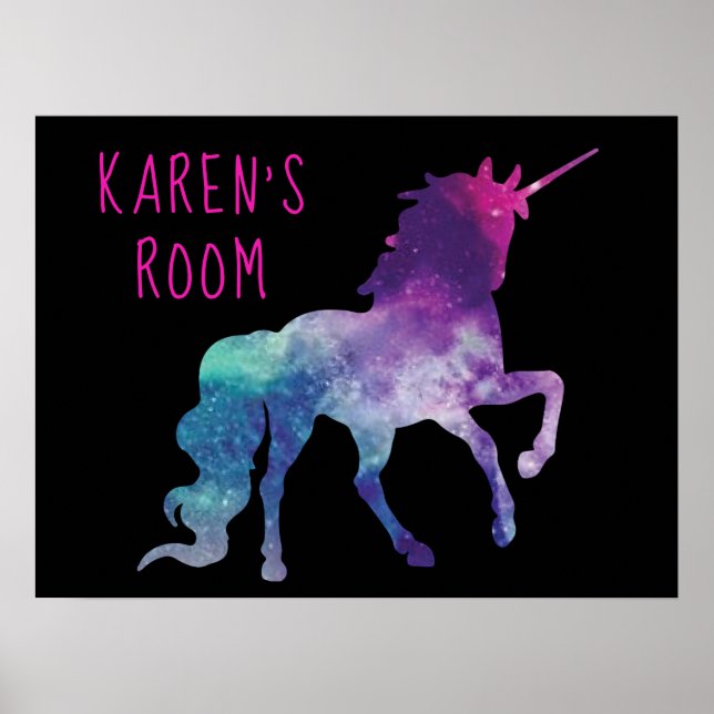 Personalised Purple and Blue Magical Unicorn Poster (Front)