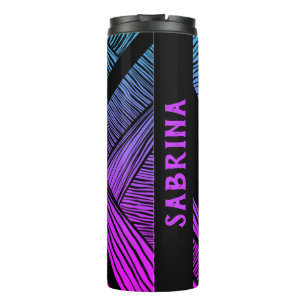 Personalised Purple and Blue Wave Thermal Tumbler
