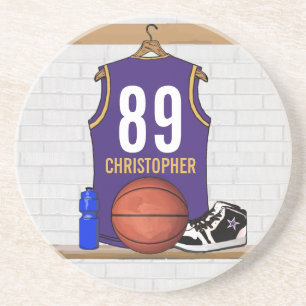 Personalised Purple and Gold Basketball Jersey Coaster