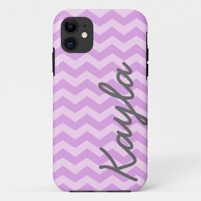 Personalised Purple and Pink Girly Chevron Pattern Case-Mate iPhone Case (Back)