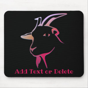 Personalised Purple and Pink Goat on black Mouse Pad