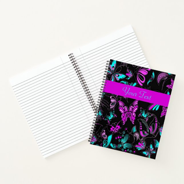 Personalised Purple and teal butterflies Notebook (Inside)