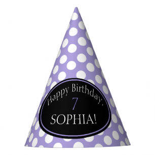 Personalised Purple and White Polka Dot Party Hat