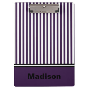 Personalised Purple and White Striped Clipboard