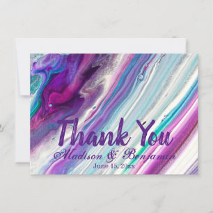 Personalised Purple Aqua Wedding Thank You Cards