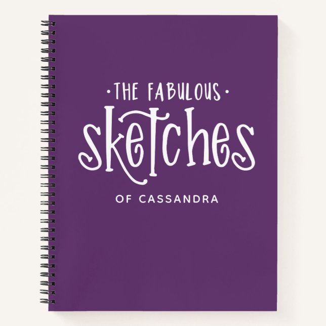 Personalised Purple Artist Sketchbook Notebook (Front)