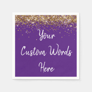 Personalised Purple Birthday Party Anniversary Uni Napkin