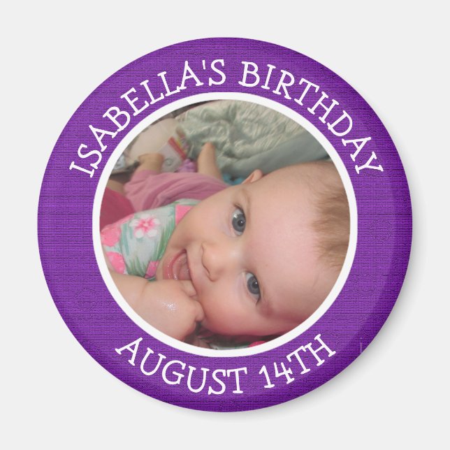 Personalised Purple Birthday Reminder Magnet (Front)
