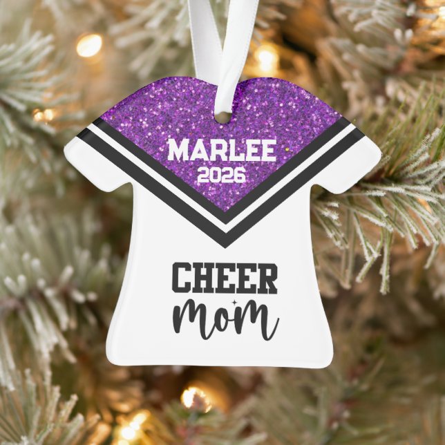 Personalised Purple & Black Cheer Mum Ornament  (Tree)