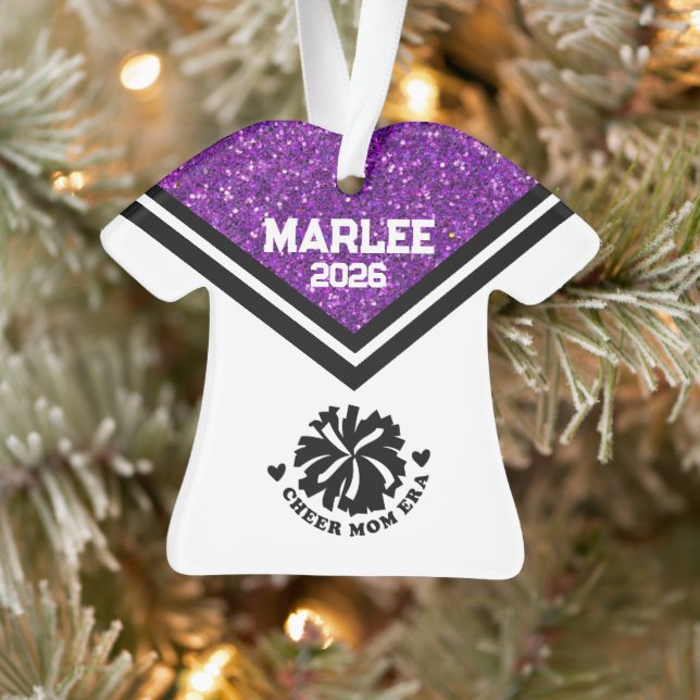 Personalised Purple & Black Cheer Mum Ornament  (Tree)