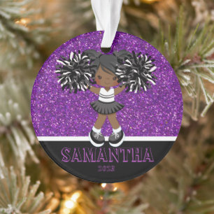 Personalised Purple & Black Cheerleading Ornament