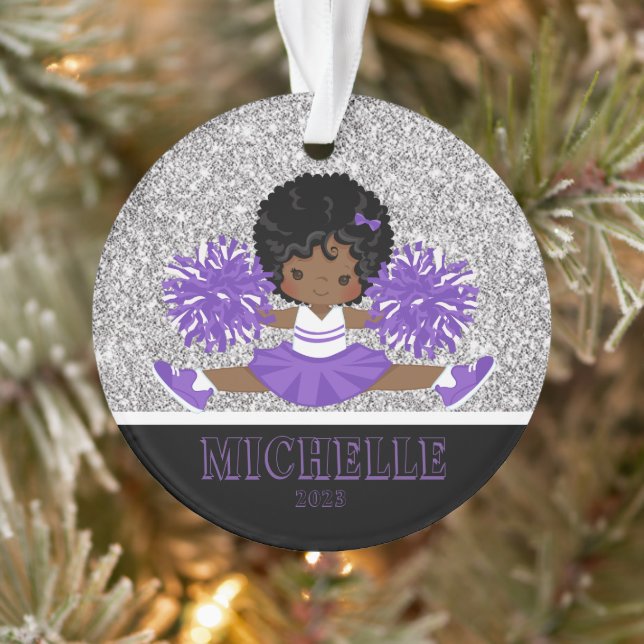 Personalised Purple & Black Cheerleading Ornament  (Tree)