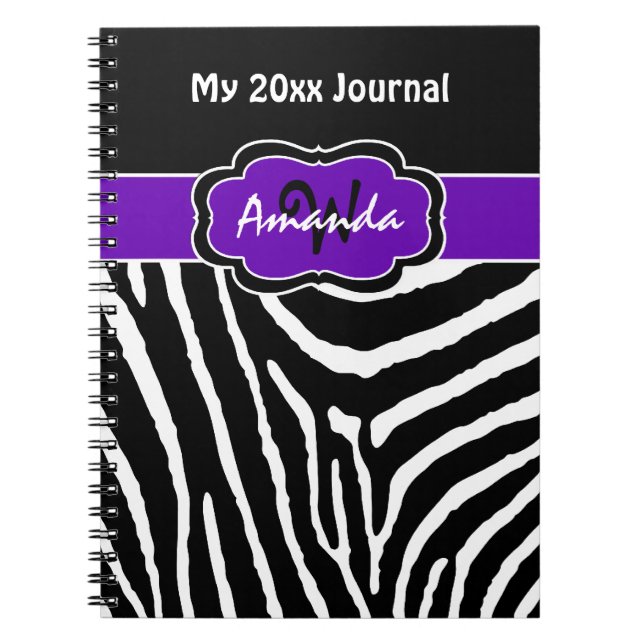 Personalised Purple Black White Zebra Journal 2 (Front)
