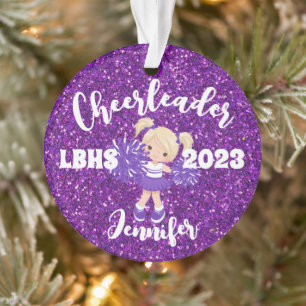 Personalised Purple Blonde Cheerleading Ornament 
