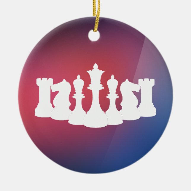 Personalised Purple, Blue and White Chess Ornament (Front)