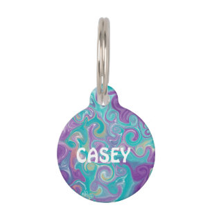 Personalised Purple, Blue, Gold and Teal Pet Tag
