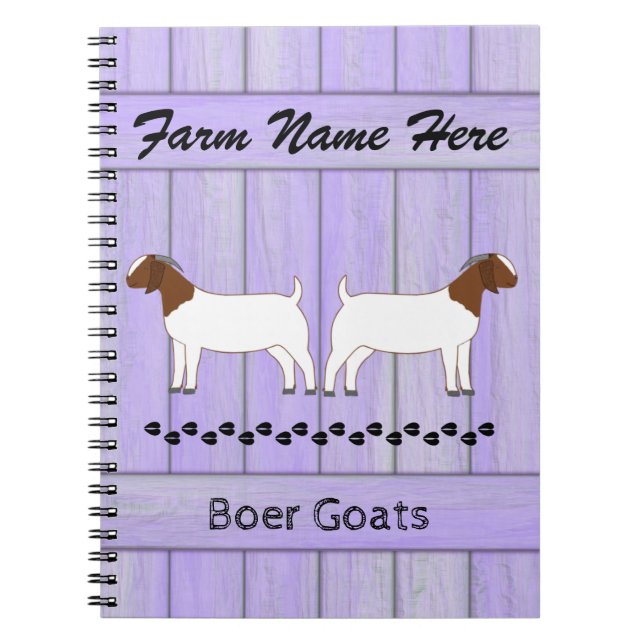 Personalised Purple Boer Goat Farm Notebook (Front)