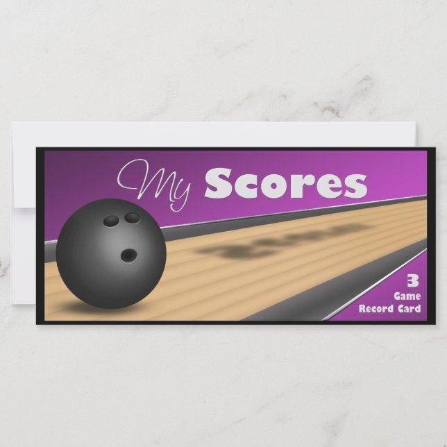 Personalised Purple Bowling Score Cards (Front)
