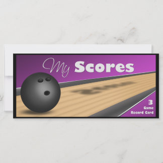 Personalised Purple Bowling Score Cards