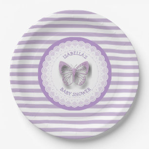Personalised Purple Butterfly Baby Shower Plates