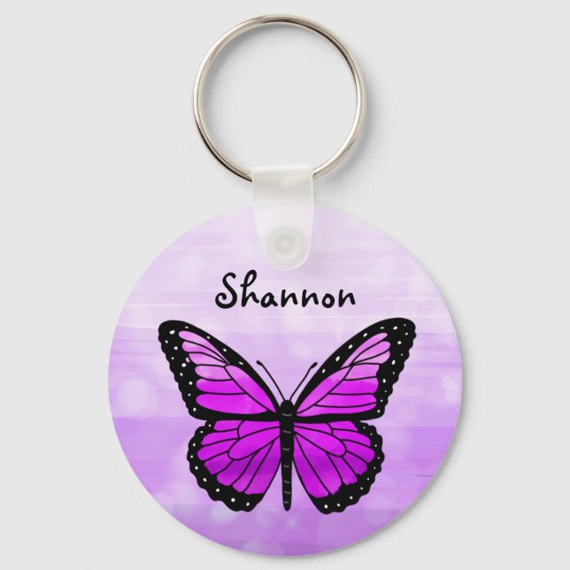 Personalised Purple Butterfly   Key Ring (Front)