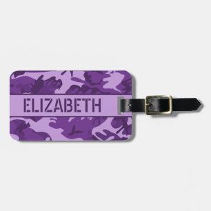 Personalised Purple Camo Luggage Tag