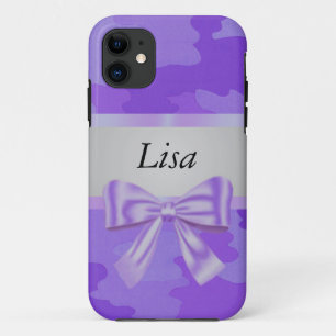 Personalised Purple Camouflage Purple Bow Case-Mate iPhone Case
