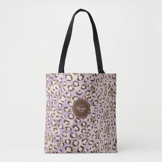 Personalised Purple Cheetah Print Animal Pattern Tote Bag (Front)