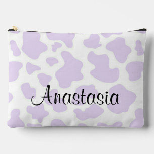 Personalised Purple Cow Print Accessory Pouch