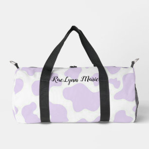 Personalised Purple Cow Print Duffle Bag