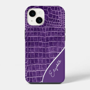 Personalised Purple Crocodile iPhone 14 Case