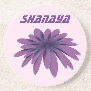 Personalised Purple Daisy Flower Illustration Coaster