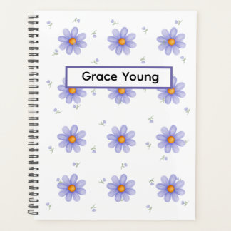 Personalised Purple Daisy Notebook Custom Name Planner