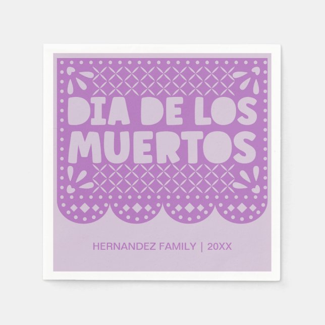 Personalised Purple Dia de los Muertos Napkins (Front)