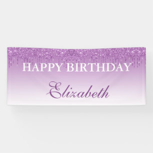 Personalised Purple Dripping Glitter Birthday Banner