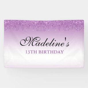 Personalised Purple Dripping Glitter Birthday Banner