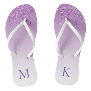 Personalised Purple Dripping Glitter Jandals