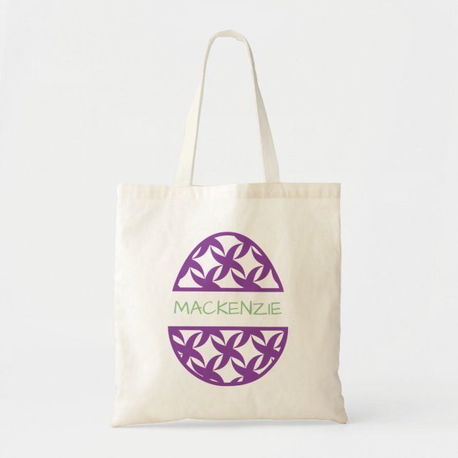 Personalised Purple Easter Egg Name Tote Bag (Front)