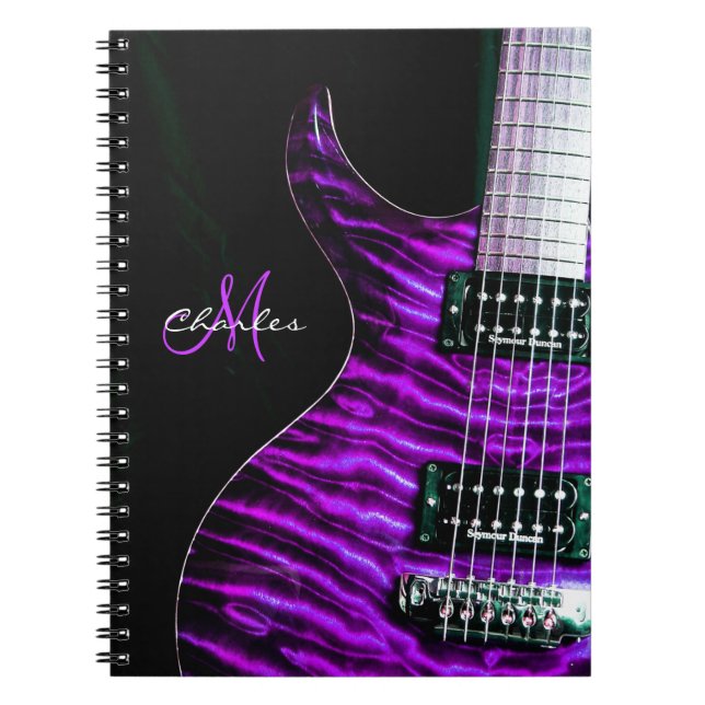 Personalised Purple Electric Guitar Music Notebook (Front)
