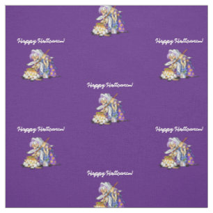 Personalised Purple Fabric Happy Halloween Witch