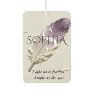 Personalised Purple Feather Custom Name Monogram Car Air Freshener