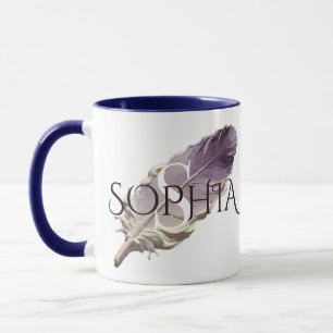 Personalised Purple Feather Custom Name Monogram Mug