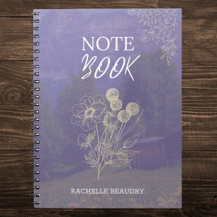 Personalised Purple Floral  Notebook