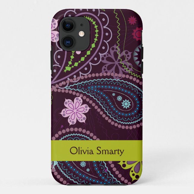 Personalised purple floral paisley iphone 5 case (Back)