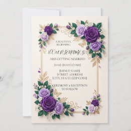 Personalised Purple Floral Wedding Invitation