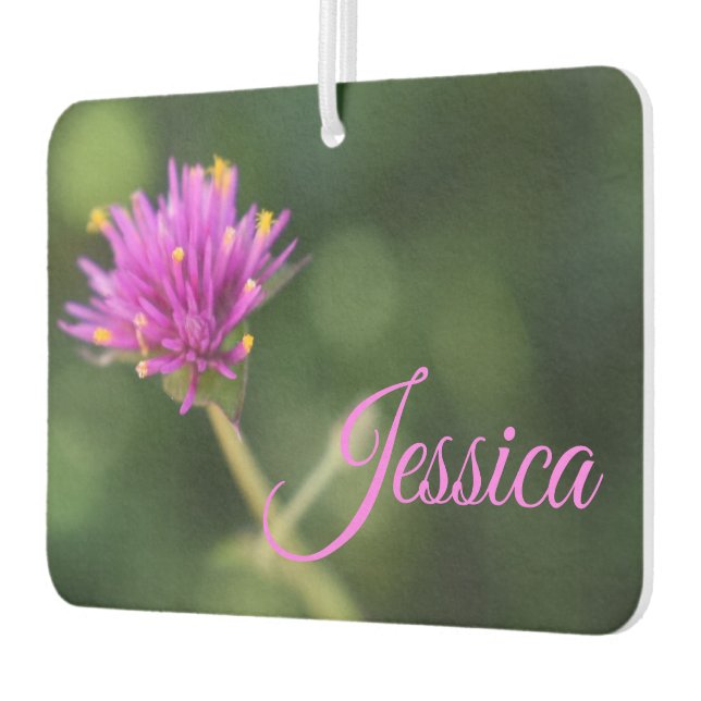 Personalised Purple Flower Nature Photography Car Air Freshener (Left)