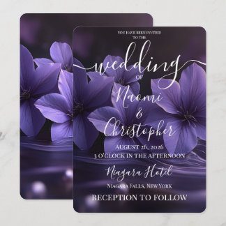Personalised Purple Flowers Liquid Mist Wedding Invitation