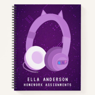 Personalised Purple Gaming Controller School Noteb Notebook