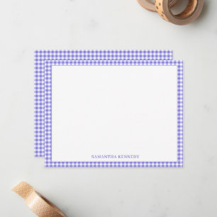 Personalised Purple Gingham Check Pattern Border Card