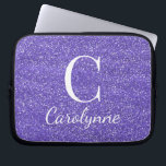 Personalised Purple Glitter Monogram Laptop Sleeve<br><div class="desc">Girly Personalised Purple Glitter Monogram Laptop Sleeve in trendy chic faux glitter with space for your name and monogram.</div>